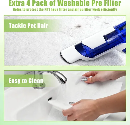 Miniatura 5 de Filtro de repuesto PR1 compatible con Mooka PR1 purificador de aire, paquete de 2 filtros H13 True HEPA para el hogar, habitación grande de hasta