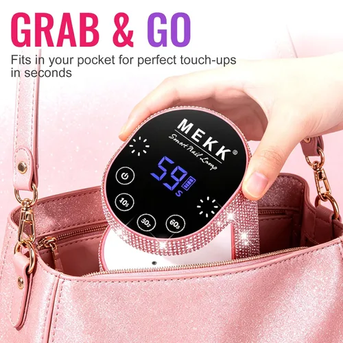 Miniatura 8 de MEKK Mini luz UV inalámbrica para uñas de gel – Mini lámpara de uñas LED UV recargable de 24 W con control táctil y sensor automático, pequeña