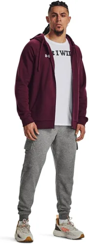 Miniatura 4 de Under Armour Rival - Sudadera de vellón para hombre, con capucha y cierre con cremallera completa