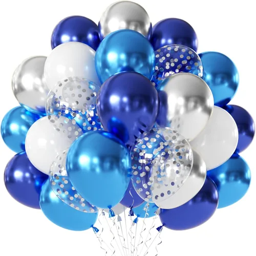 Miniatura 10 de Globos de látex de confeti negro y dorado, 50 piezas de 12 pulgadas, globos dorados metálicos y negros para decoraciones de fiesta de cumpleaños