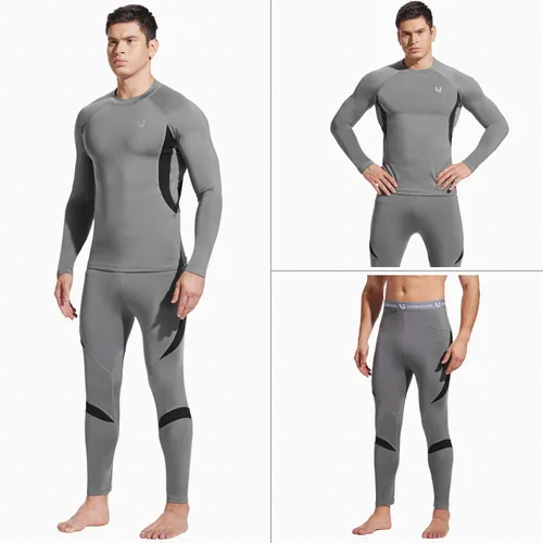 Miniatura 4 de UNIQUEBELLA Men's Thermal Underwear Sets Top & Long Johns Fleece Sweat Quick Drying Thermo Base Layer