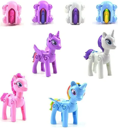 Miniatura 3 de Pinkiwine Paquete de 8 huevos de Pascua de plástico rellenos de unicornio y dinosaurio con juguetes en el interior para niños y niñas pequeños