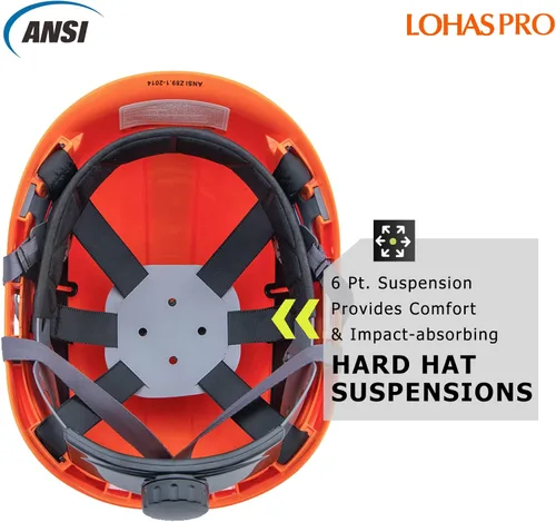 Miniatura 6 de Cascos de Seguridad para Construcción Aprobados por ANSI Z89.1 OSHA, LOHASPRO Casco Duro Ventilado Naranja para Hombres Trabajadores con Correa