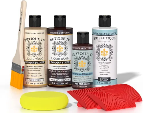 Miniatura 123 de Retique It Kit multiusos con acabado de madera - GO Beyond de madera falsa con imprimación a base de madera líquida pintable y tinte de gel - 60