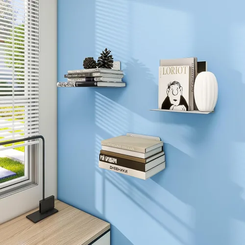 Miniatura 2 de FENTEC Estantes flotantes para libros para pared, estantería flotante montada en la pared, estanterías colgantes de alta resistencia, estante oculto