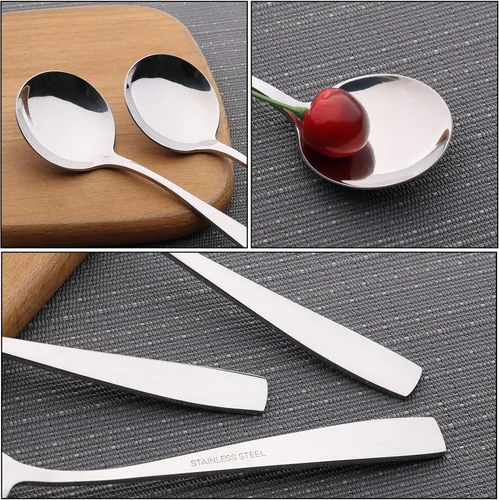 Miniatura 2 de Begale Cuchara de sopa redonda de 16 piezas, cucharas de caldo de acero inoxidable