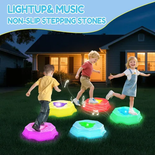 Miniatura 4 de Piedras Saltarinas para Niños con Luz y Música, Juguete Sensorial para Pequeñitos para Curso de Obstáculos y Coordinación, Regalos de Cumpleaños