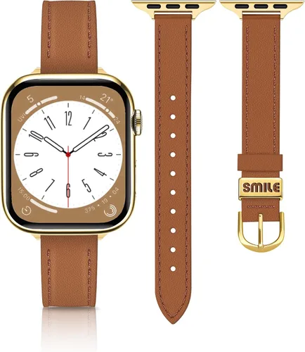 Miniatura 18 de JR.DM Correas de cuero delgadas compatibles con Apple Watch Band 1.496 in 1.575 in 1.614 in 1.654 in 1.732 in 1.772 in 1.811 in 1.929 in, correa