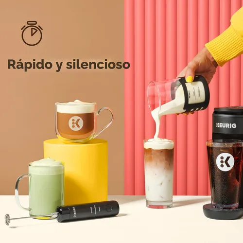 Miniatura 4 de Keurig SimpleCafe Espumador, Espumador de Leche Recargable de Mano para Lattes, Capuchinos y Café Helado, Cable USB Incluido, Taza de Espumado Apta