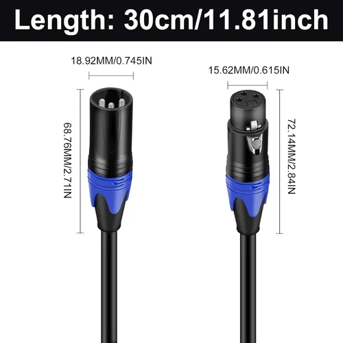 Miniatura 7 de Poyiccot XLR - Cable divisor de 1 hembra a 2 macho, cable divisor XLR Y de 3 pines, cable combinador en Y, adaptador de audio de micrófono