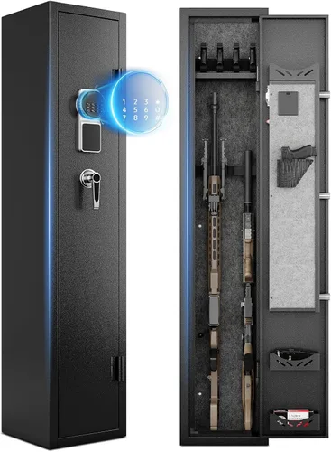 Miniatura 10 de KAER Caja fuerte para armas de 2 a 3, caja fuerte para rifles y pistolas, caja fuerte para rifles y pistolas, gabinete para armas con bloqueo