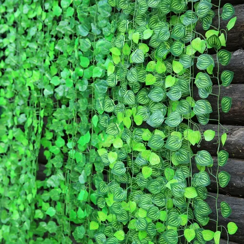 Miniatura 7 de Guirnalda de vides artificiales de 168 pies, hojas colgantes falsas, plantas de follaje sintético para bodas, fiestas, jardín, hogar, cocina