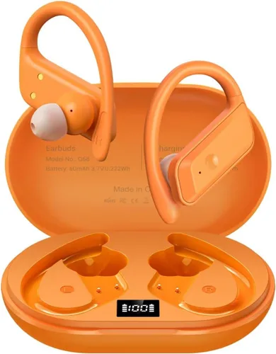 Miniatura 10 de Auriculares inalámbricos Bluetooth 5.4, auriculares deportivos de 53 horas de reproducción con pantalla LED, auriculares sobre la oreja, micrófono