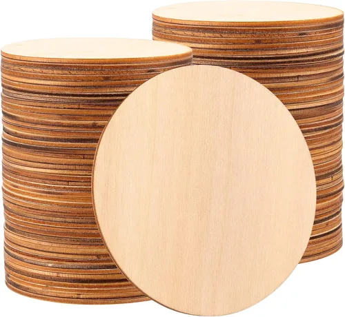 Miniatura 9 de 200 discos de madera de 3 pulgadas para manualidades, piezas circulares de madera, círculos de madera redondos sin terminar para manualidades
