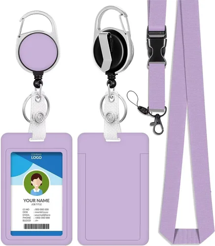 Miniatura 35 de Cordones azul bebé para llaves Portador de Insignias, Carrete de Insignias Retráctil con Clip de Mosquetón y Cordón Desmontable, Linda Tarjeta