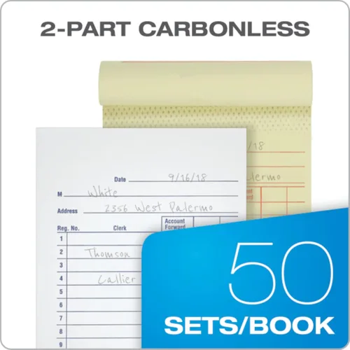 Miniatura 2 de Adams Libro de ventas de uso general, 2 partes, sin carbono, blanco/canario, 3-11/32 x 5-5/8, 50 juegos por libro, paquete de 10 (DC3510)
