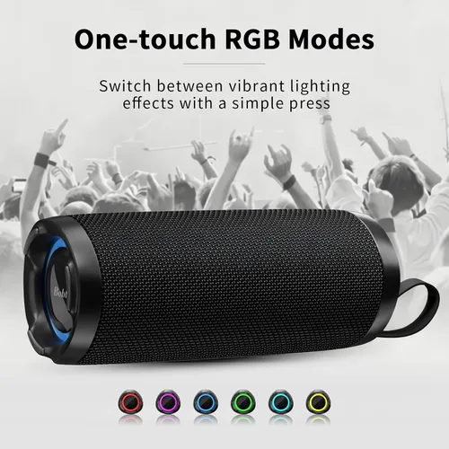 Miniatura 8 de Bobtot Altavoz Bluetooth portátil, altavoz impermeable IPX6 con graves profundos, sonido fuerte de 15 W, RGB, tiempo de reproducción de 15 horas