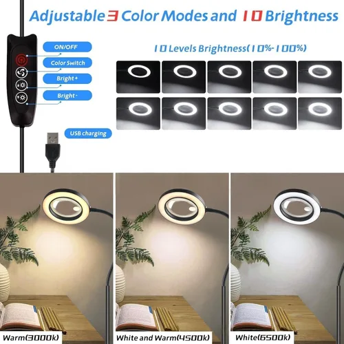Miniatura 4 de Lupa de 10X con luz de tres colores de temperatura LED de altura ajustable luces de piso adecuadas para leer, artesanías y comerciantes de joyas