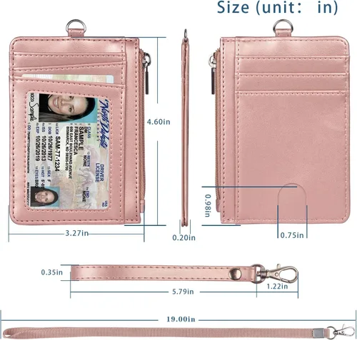 Miniatura 6 de Teskyer - Cartera minimalista delgada, soporte para tarjetas de crédito con bloqueo RFID, compartimento frontal de piel para documentos