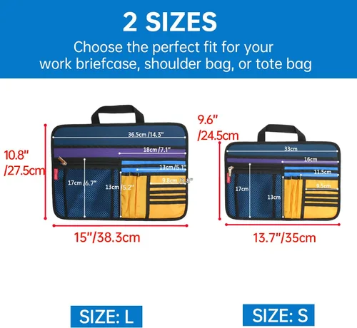 Miniatura 4 de Organizador grande para maletín para trabajo, oficina, documentos, portátil, organizador de almacenamiento (L, gris)