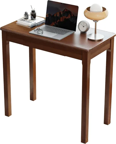 Miniatura 14 de Escritorio de madera maciza con cajones, escritorios estrechos simples de 24 x 16 pulgadas, mesa de estudio de madera de goma, escritorio pequeño