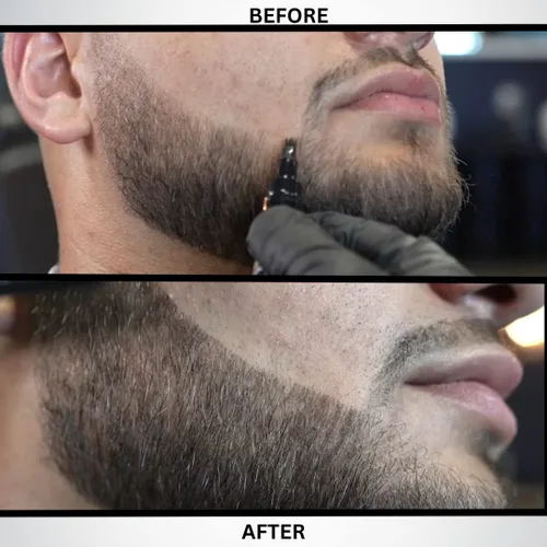 Miniatura 5 de OMWAH Relleno de lápiz para barba y cejas para hombre, resistente al agua, cepillo para barba, acabado natural de larga duración (marrón oscuro)