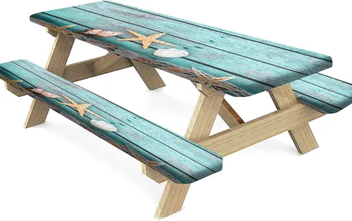 Miniatura 23 de Mantel ajustable para mesa y banco de pícnic de Halloween, diseño de fantasma, impermeable, 28 x 72 pulgadas, juego de 3 piezas, mantel ajustable al