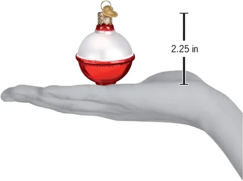 Miniatura 3 de Old World Christmas Adorno de cristal soplado de pesca Bobber para árbol de Navidad, decoración navideña artesanal, colección de pescadores