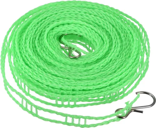 uxcell Tendedero portátil, de nailon de 26.24 pies, resistente al viento, antideslizante, cuerda de lavado para patio, viajes al aire libre, Verde