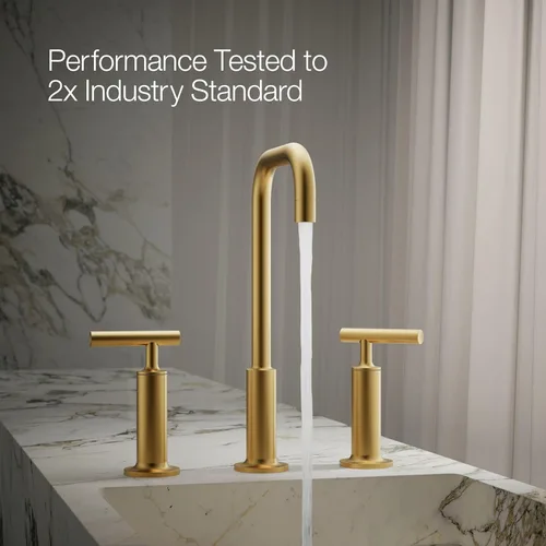 Miniatura 12 de KOHLER K-14408-4-2MB Purist - Grifo de lavabo de baño generalizado, 3 agujeros, manijas de palanca alta generalizadas y boquilla de cuello de cisne