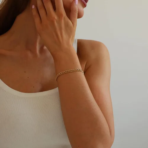 Miniatura 5 de Pulseras de cadena de perlas de oro de 18 quilates para mujer, ajustable, de acero inoxidable, delicada, fina caja de oro cubana, cadena