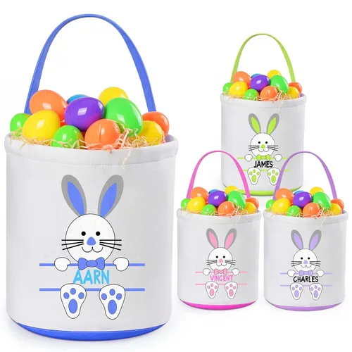 Miniatura 9 de Jocidea - Cesta de Pascua personalizada, paquete de 1 cestas de Pascua personalizadas para niñas y niños, cesta de Pascua personalizada para bebés