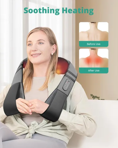 Miniatura 4 de Medcursor Masajeador de Cuello con Calor para Alivio del Dolor de Tejido Profundo, Recargable, Masajeador Shiatsu para Cuello y Hombros, Ideal