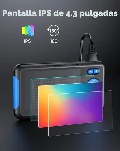 Miniatura 5 de T TAKMLY Cámara de endoscopio con luz, boroscopio industrial de lente dual 1080P con 8 luces LED, cámaras de inspección tipo serpiente de 4.3