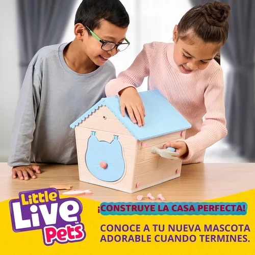 Miniatura 2 de Little Live Pets Figuras de gato para niños, juego de animales de caseta interactivo con más de 25 sonidos, juguetes al aire libre para niñas de 5+