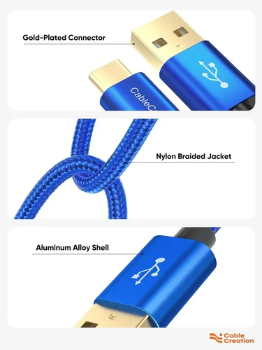 Miniatura 4 de CableCreation Cable USB de 15 cm Corto de USB a USB C, Cable USB A a USB C de Carga Rápida, USB C Macho a USB Macho para Banco de Energía, Galaxy