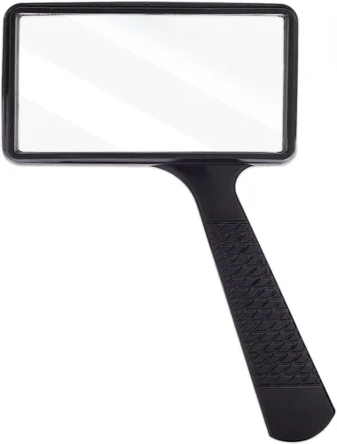 Lupa de mano rectangular grande, aumento 3X, lupa de mano de 2 x 4 pulgadas, lente de vidrio resistente a los arañazos, gran área de visión