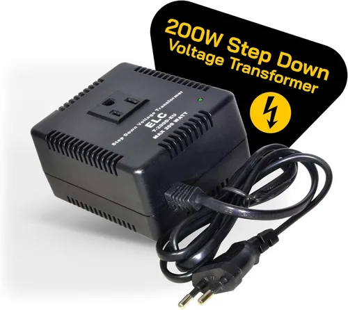 Miniatura 2 de ELC Convertidor de voltaje de 200 vatios, descendente, convertidor de energía de viaje de 220 V a 110 V/240 V a 120 V, para alisadora de pelo