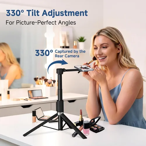 Miniatura 6 de Trípode magnético de 67 pulgadas para MagSafe, trípode alto para selfie stick con control remoto, cabeza inclinable grande, trípode de viaje