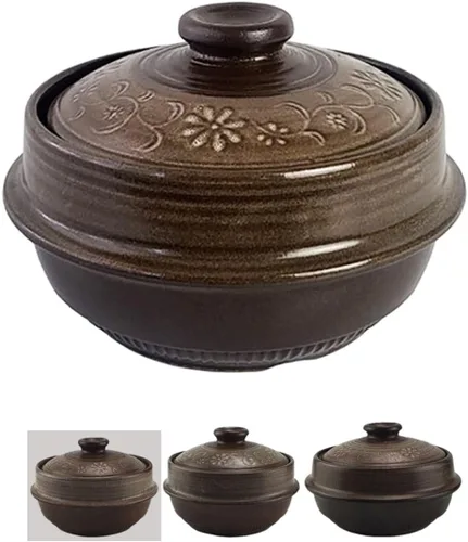 Miniatura 8 de Olla coreana de barro de barro Ttukbaegi, Esmalte de barro natural de cerámica de arcilla Cazuela de cocción de arcilla, Olla de cerámica resistente