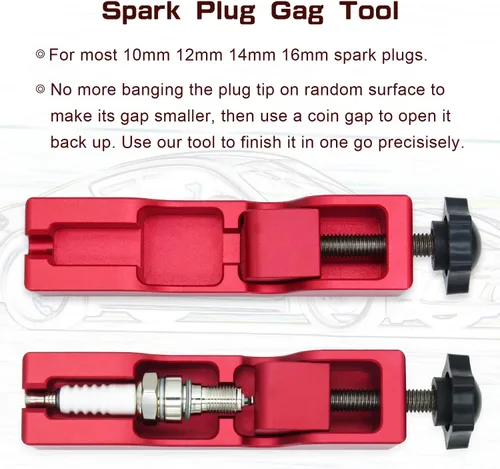 Miniatura 2 de Kingson Herramienta universal para bujías con medidor de calibrador compatible con la mayoría de bujías de 0.394 in, 0.472 in, 0.551 in y 0.630 in