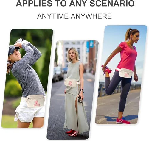 Miniatura 4 de Riñonera cruzada pequeña para mujeres y hombres, bolsa cruzada para deportes, viajes, correr, entrenamiento casual, pana beige-rosa A, A