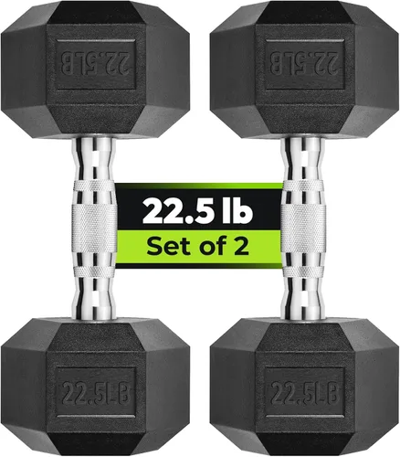 Miniatura 51 de HANDBODE Juego de 2 mancuernas hexagonales de 2.5 a 65 libras con revestimiento de goma, mancuernas para ejercicio y fitness, peso de mano