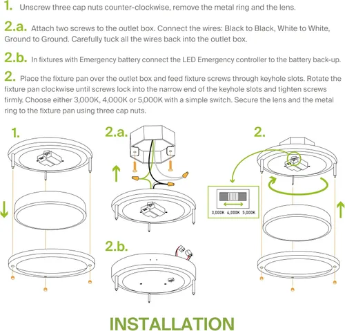 Miniatura 10 de ASD Lámpara LED de techo de montaje empotrado de 18 pulgadas, interruptor de 28 W, 100-277 V, 2750 lúmenes, 3000 K/4000 K/5000 K, regulable, Níquel