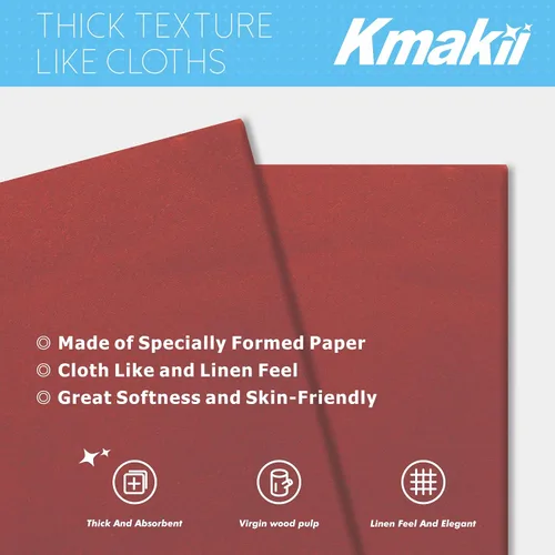 Miniatura 3 de KMAKII Servilletas de cena desechables color burdeos con tacto de lino, servilletas de papel de alta calidad, ideales para restaurantes, eventos
