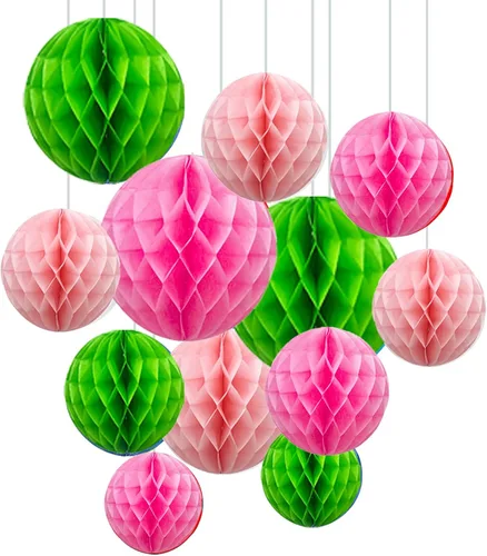 Miniatura 19 de ZOOYOO 12 piezas 15 cm 25 cm bolas de panal decorativas de papel de seda con pompones colgantes para cumpleaños, baby shower, boda, compromiso, Azul