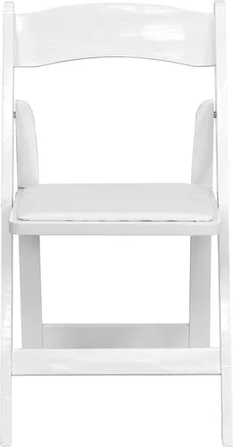Miniatura 4 de EMMA + OLIVER Paquete de 2 sillas plegables de madera blanca con asiento acolchado de vinilo Blanco