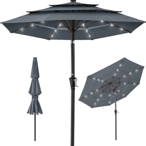 Miniatura 18 de Best Choice Products - Sombrilla solar de 10 pies de 3 niveles para patio, sombrilla de sol para exteriores, mercado, patio trasero, terraza, junto