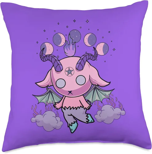 Miniatura 5 de Pastel Goth Kawaii Baphomet Anime Creepy Cute Pink Cojín morado, 16 x 16 pulgadas, multicolor
