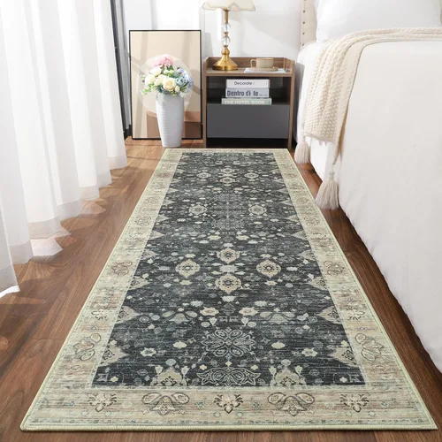 Miniatura 6 de Przemy Alfombra de Pasillo para Dormitorio, 2x6 pies Alfombra Lavable Antideslizante, Pequeña Alfombra Floral para Entrada, Pasillo, Cama de Niñas